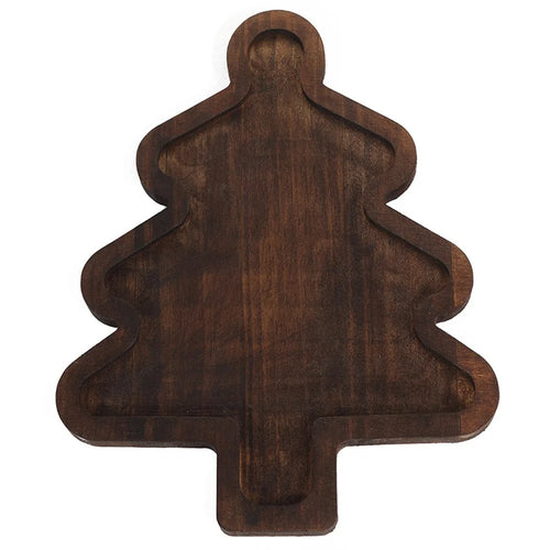 Christmas Tree Tray Wooden Decorative Serving Tray Desktop Food Dessert Plate - 1