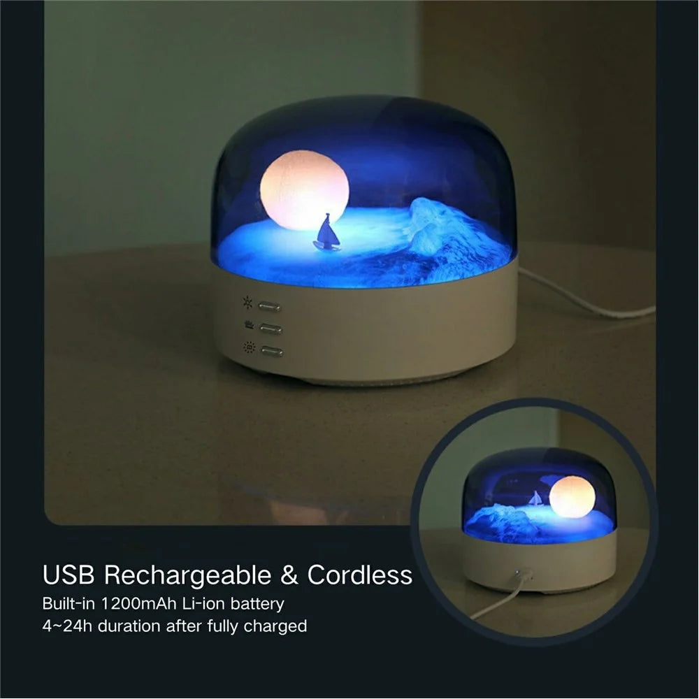 Rechargeable Moon Night Light Dimmable LED Bedside Lamp Soft Eye Caring with Color Changing - 4