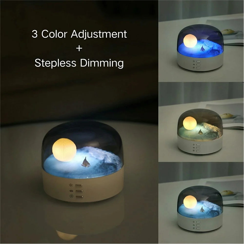 Rechargeable Moon Night Light Dimmable LED Bedside Lamp Soft Eye Caring with Color Changing - 5