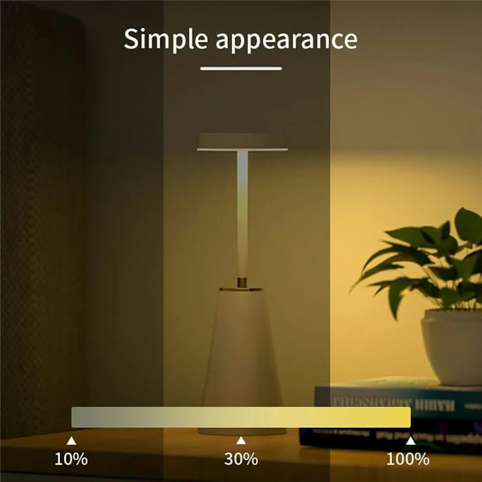 Table Lamp Touch Control Stepless Dimming Wireless Charging Bedroom Bedside Night Light Metal + PC Atmosphere Lamp - White - 3