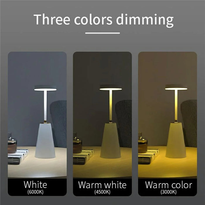 Table Lamp Touch Control Stepless Dimming Wireless Charging Bedroom Bedside Night Light Metal + PC Atmosphere Lamp - White - 4