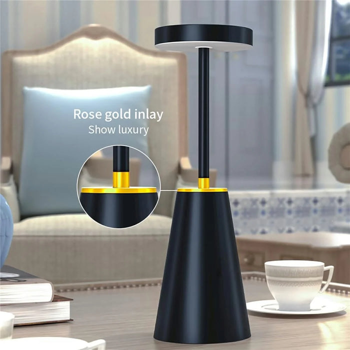 Table Lamp Touch Control Stepless Dimming Wireless Charging Bedroom Bedside Night Light Metal + PC Atmosphere Lamp - White - 6