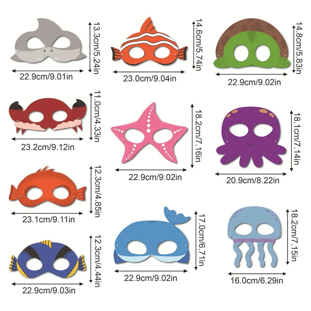 10Pcs / Set Sea Animal Masks Kids Gift Birthday Theme Party Masks Role Playing Game Props - 5
