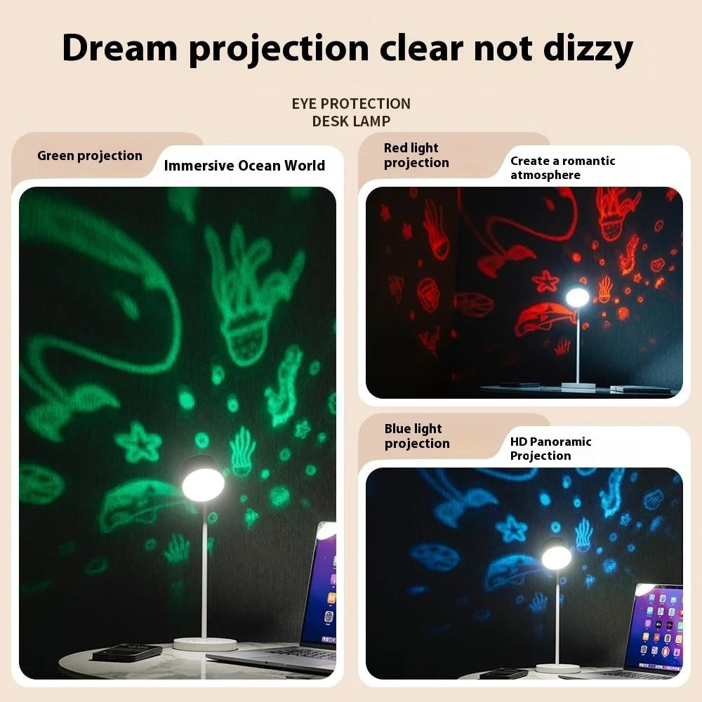 D10 Detachable Magnetic Desk Lamp Ocean World Projection Table Light with Phone Wireless Charging Function - 2