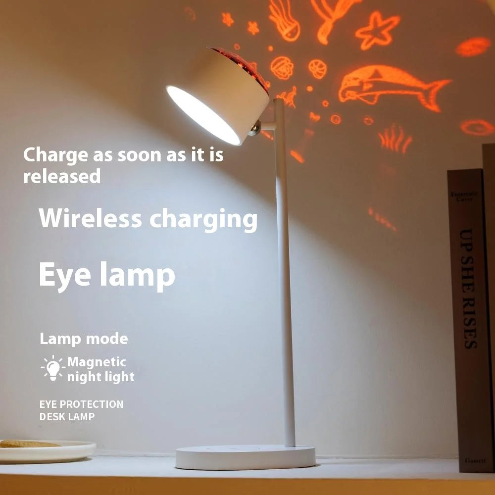 D10 Detachable Magnetic Desk Lamp Ocean World Projection Table Light with Phone Wireless Charging Function - 6