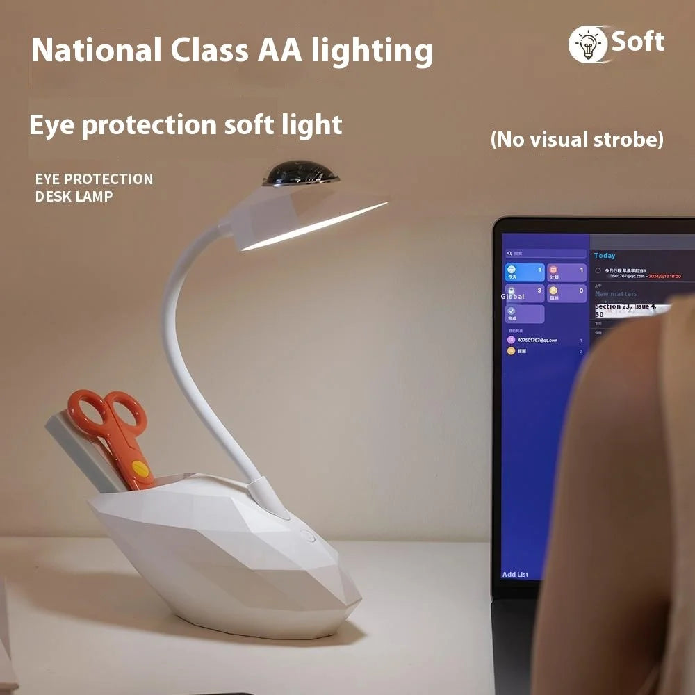 D12 Swan Design Projection Desk Lamp Eye Protection Anti-Glare Desk Light with Pen Holder - 5