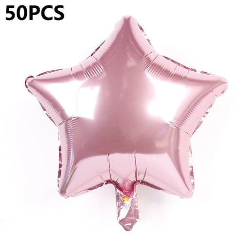 PJ-Q11 50Pcs 45cm Colorful Star Aluminum Foil Balloons Inflatable Balloons for Birth Wedding Birthday - Pink - 1