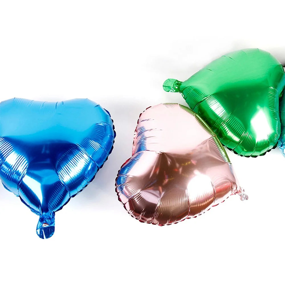 PJ-Q11 50Pcs 44cm Colorful Heart Shape Aluminum Foil Balloons Inflatable Balloons for Birth Wedding Birthday - Pink - 3