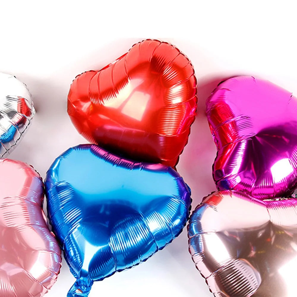 PJ-Q11 50Pcs 44cm Colorful Heart Shape Aluminum Foil Balloons Inflatable Balloons for Birth Wedding Birthday - Pink - 4