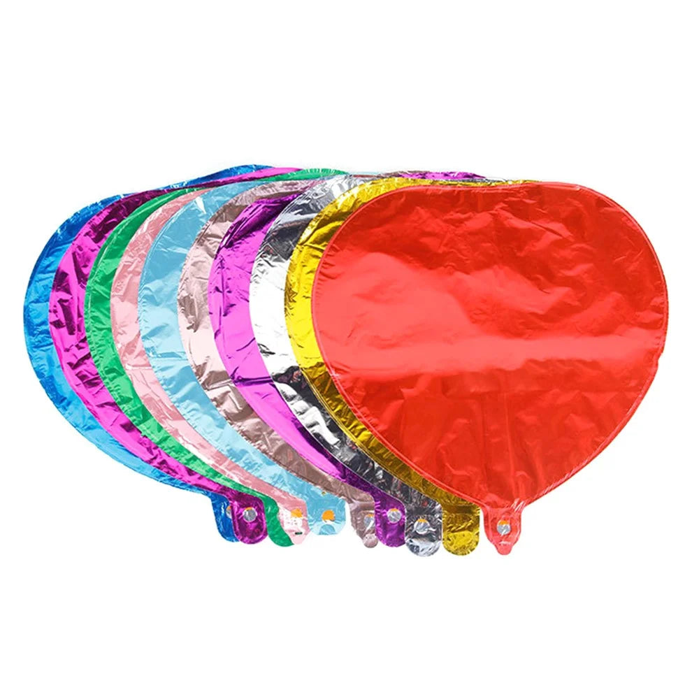 PJ-Q11 50Pcs 44cm Colorful Heart Shape Aluminum Foil Balloons Inflatable Balloons for Birth Wedding Birthday - Pink - 5