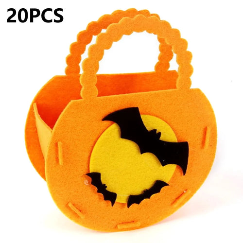PJ-WSB02 20Pcs Halloween Non-Woven Treat Bags 3D Party Gift Candy Bags Handbag for Kids Tote Bags - Orange  /  Bat - 1