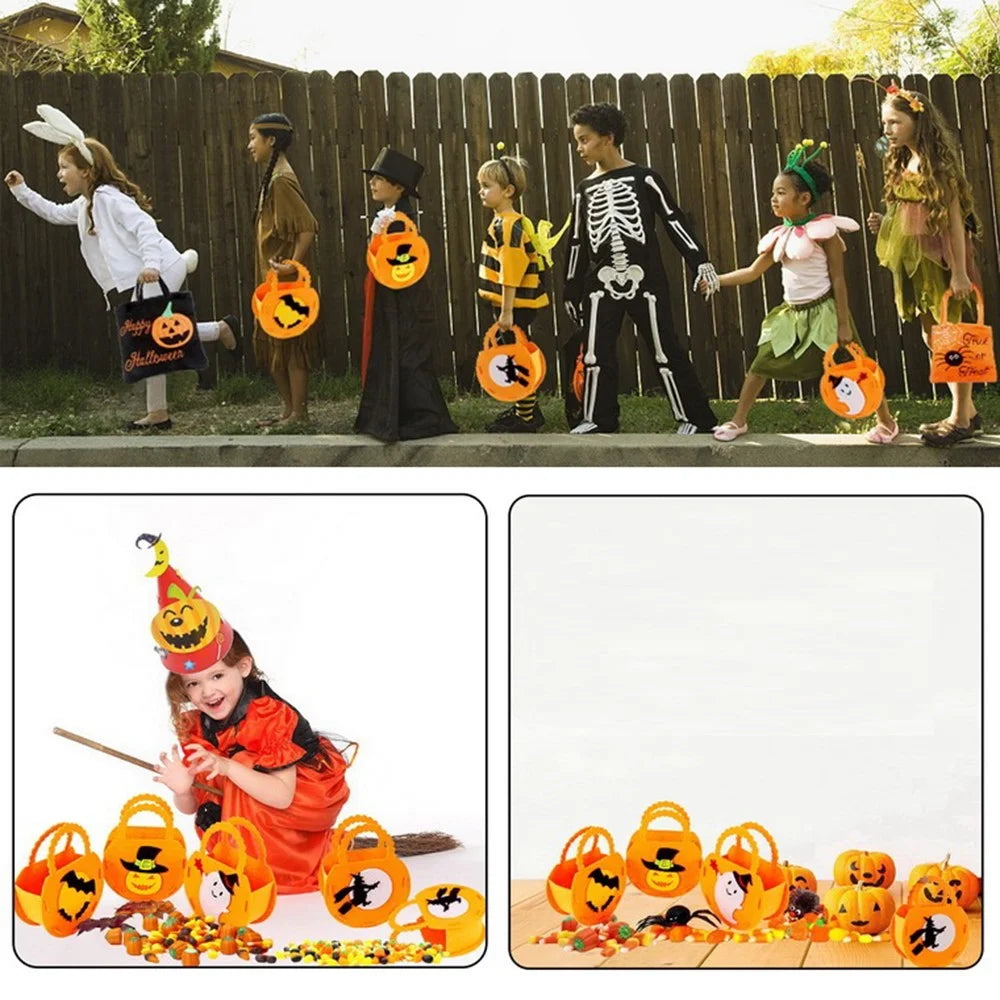 PJ-WSB02 20Pcs Halloween Non-Woven Treat Bags 3D Party Gift Candy Bags Handbag for Kids Tote Bags - Orange  /  Bat - 2