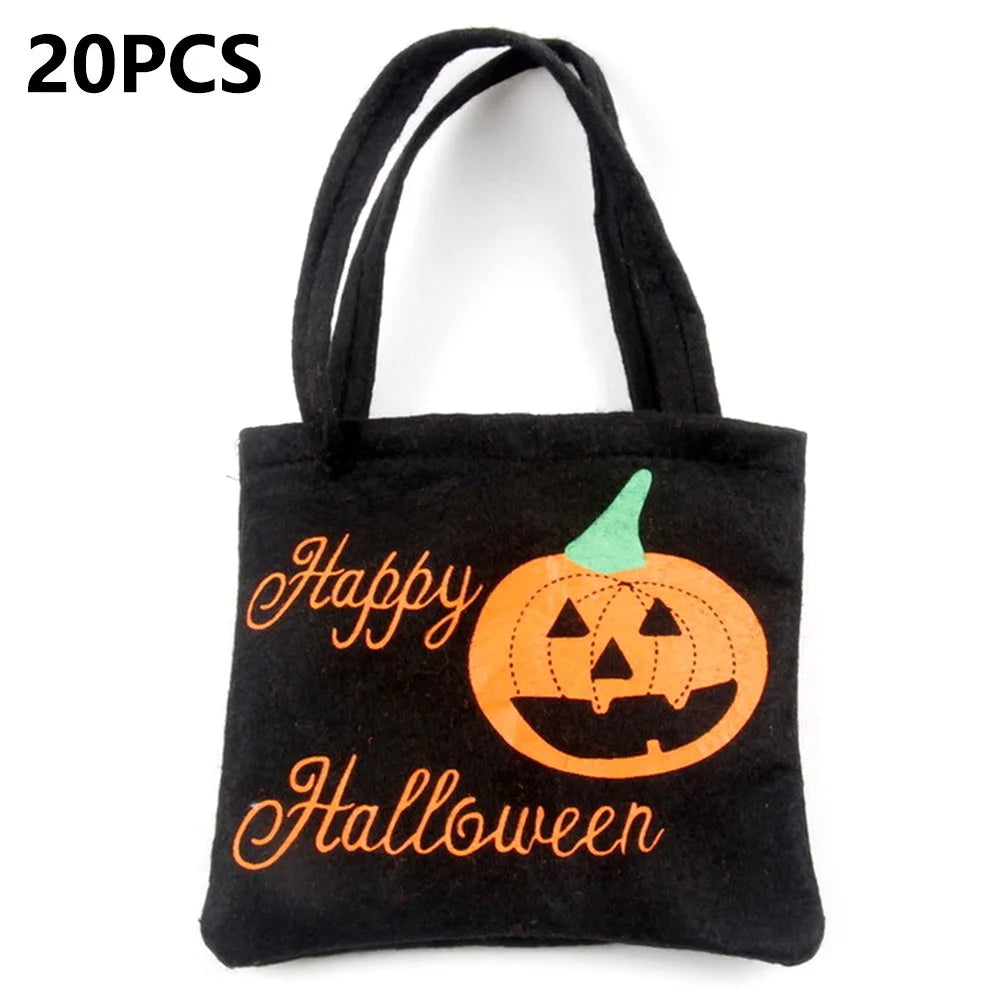 PJ-WB01 20Pcs Halloween Non-Woven Treat Bags Tote Bag Reusable Party Gift Candy Bags for Kids - Black - 1
