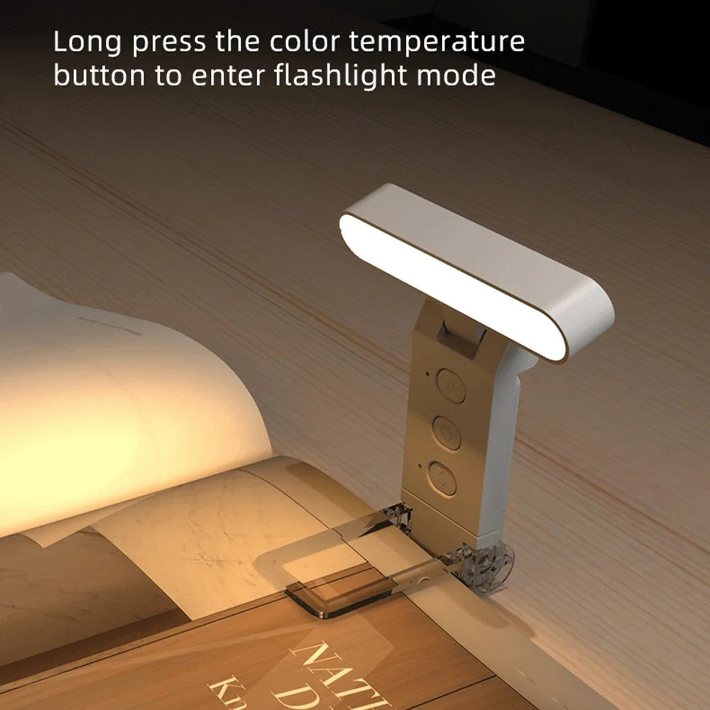 TB-126SALI Portable Rechargeable Book Clip Light Dimmable Reading Bookmark Foldable Lamp - Bar Shape / White - 2
