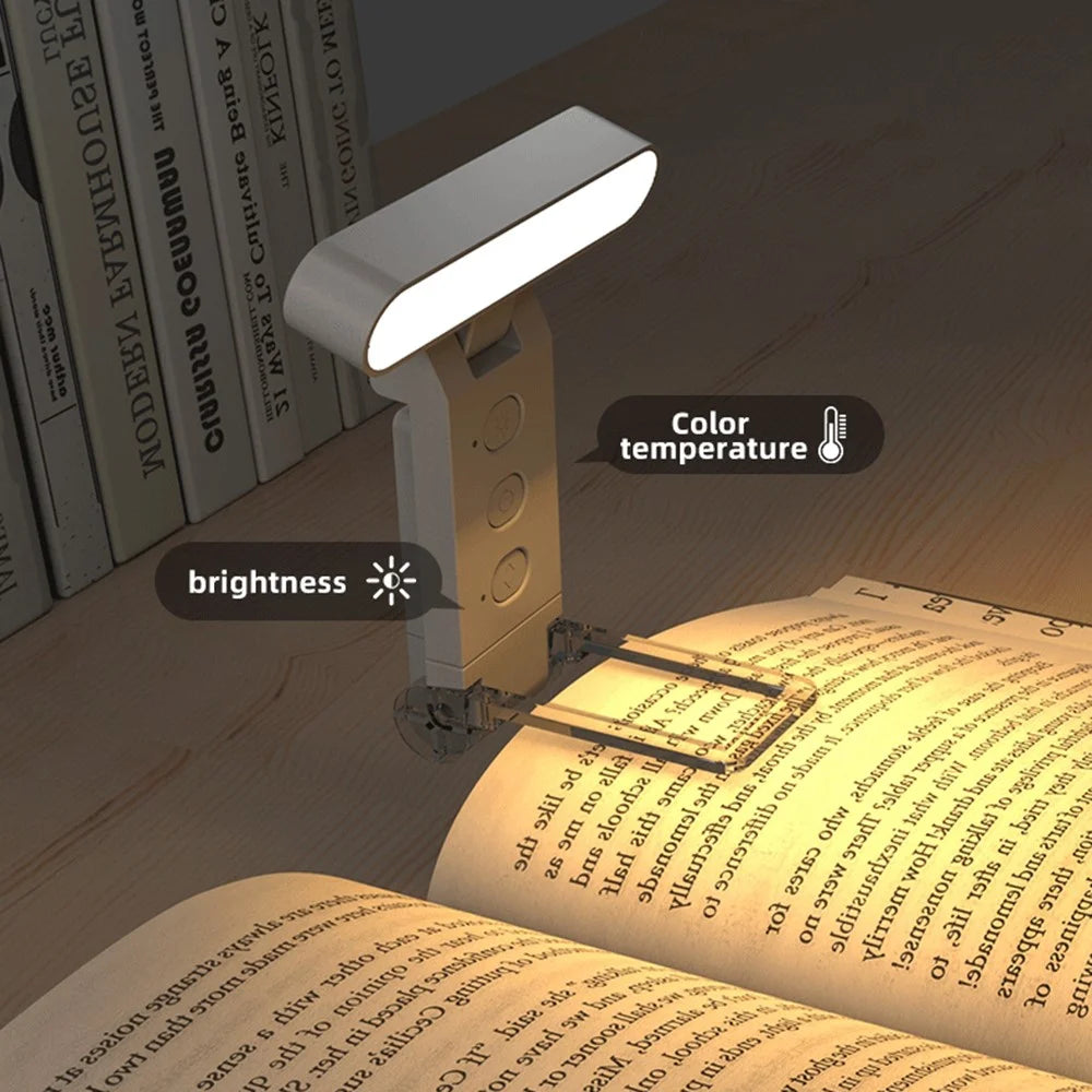 TB-126SALI Portable Rechargeable Book Clip Light Dimmable Reading Bookmark Foldable Lamp - Bar Shape / White - 3