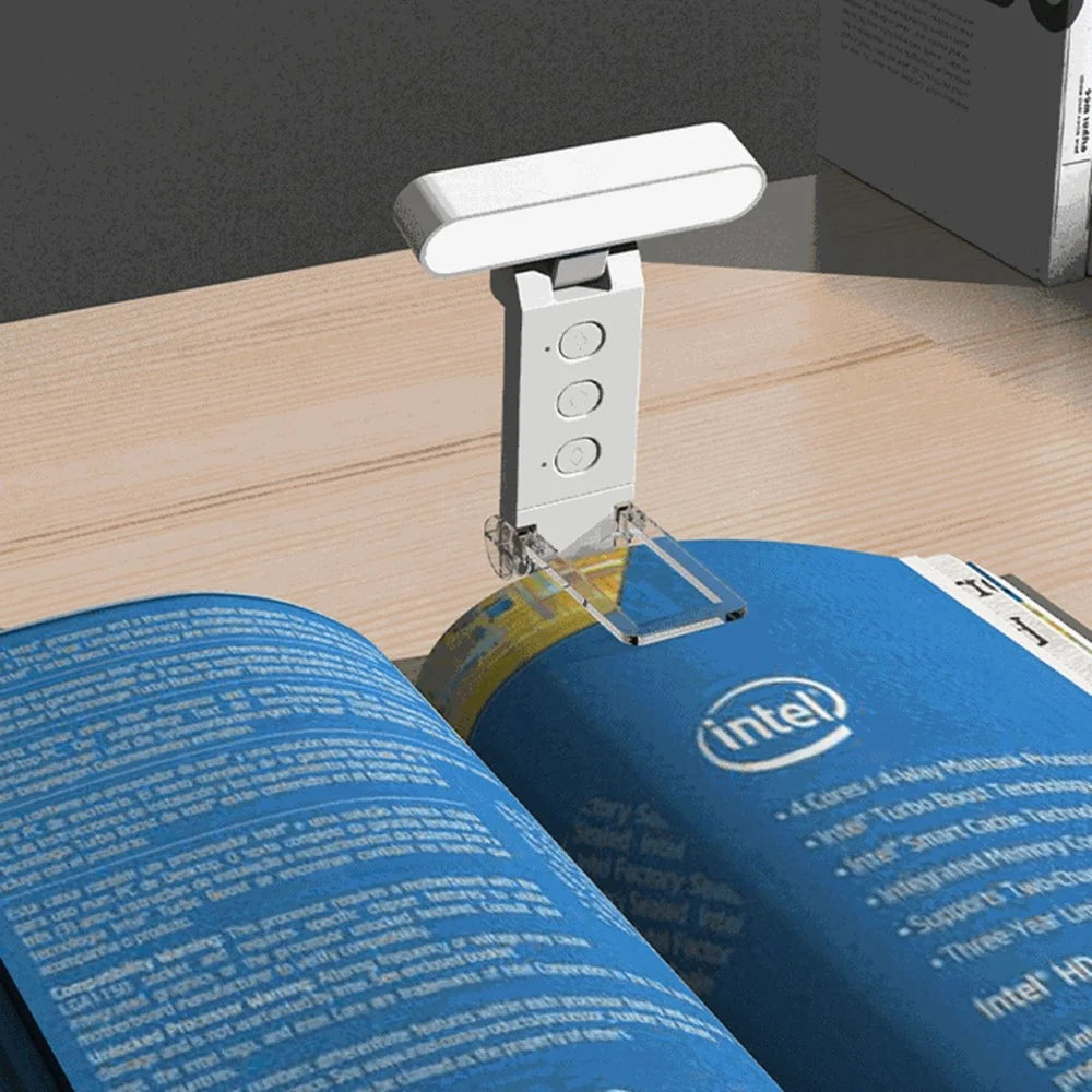 TB-126SALI Portable Rechargeable Book Clip Light Dimmable Reading Bookmark Foldable Lamp - Bar Shape / White - 4