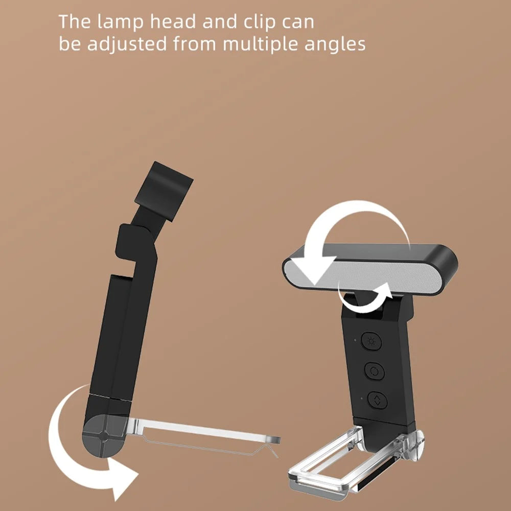 TB-126SALI Portable Rechargeable Book Clip Light Dimmable Reading Bookmark Foldable Lamp - Bar Shape / White - 7