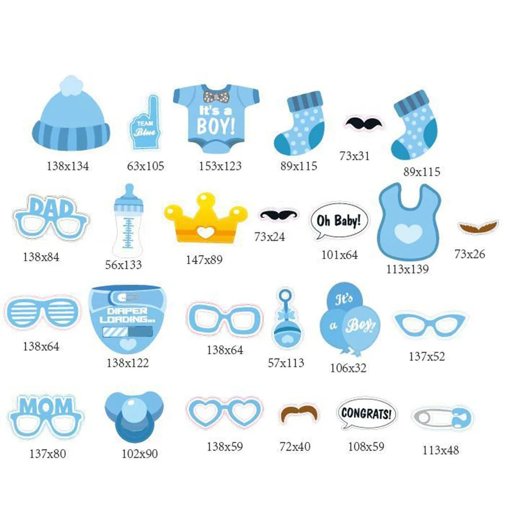 25Pcs / Set Baby Shower Photo Booth Props Newborn Baby Boy Girl Party Decoration Gift DIY Supply - Boy - 2