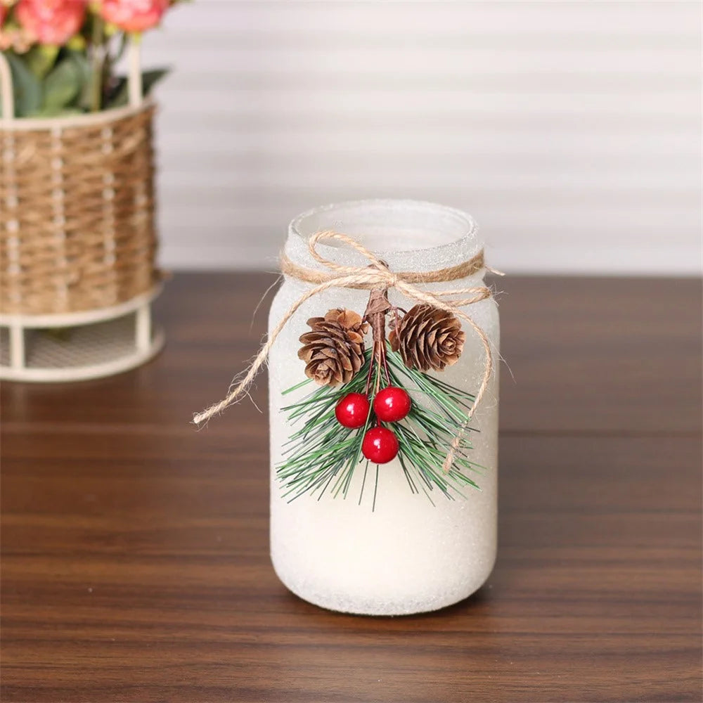 Christmas Mason Jar Scented Candle Romantic Fragrance Candle Decorated Bottle - XC0001 Pine Needle - 2
