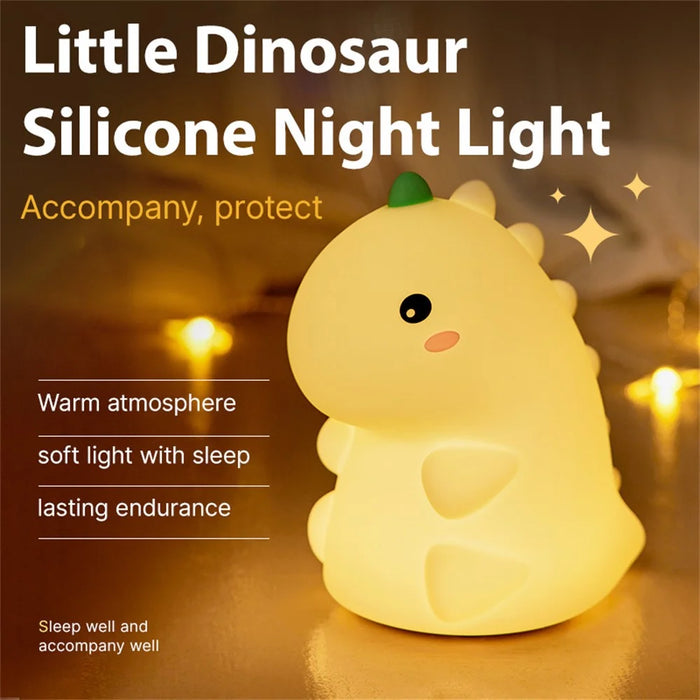 Night Light for Kids Dinosaur Cute Lamp Nursery Silicone Table Decorations - 2