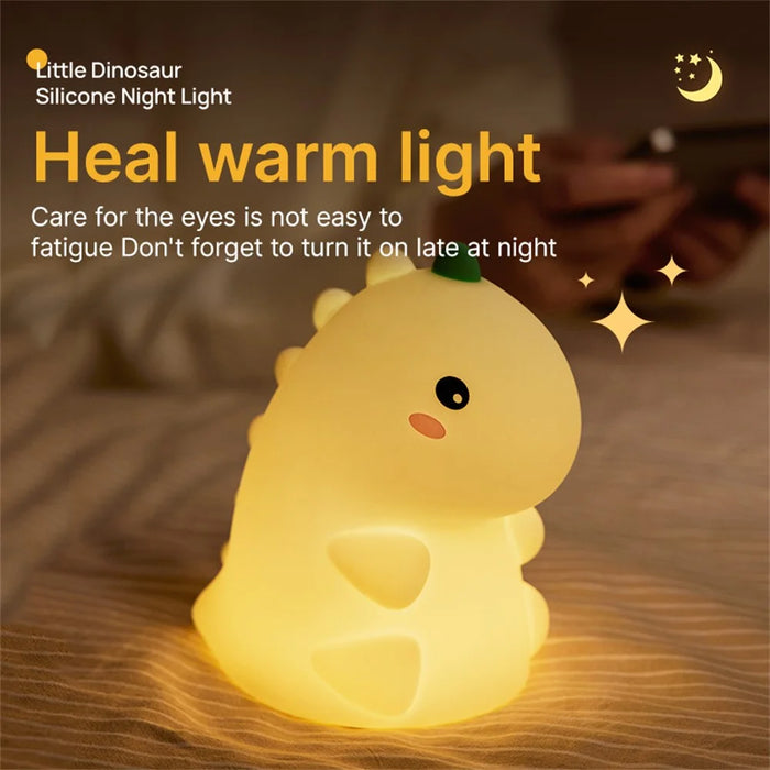 Night Light for Kids Dinosaur Cute Lamp Nursery Silicone Table Decorations - 3