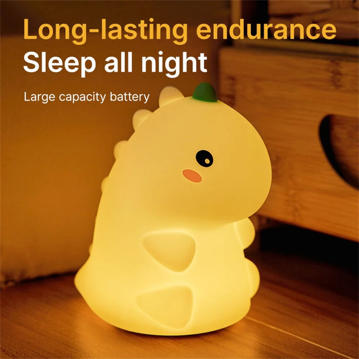 Night Light for Kids Dinosaur Cute Lamp Nursery Silicone Table Decorations - 4