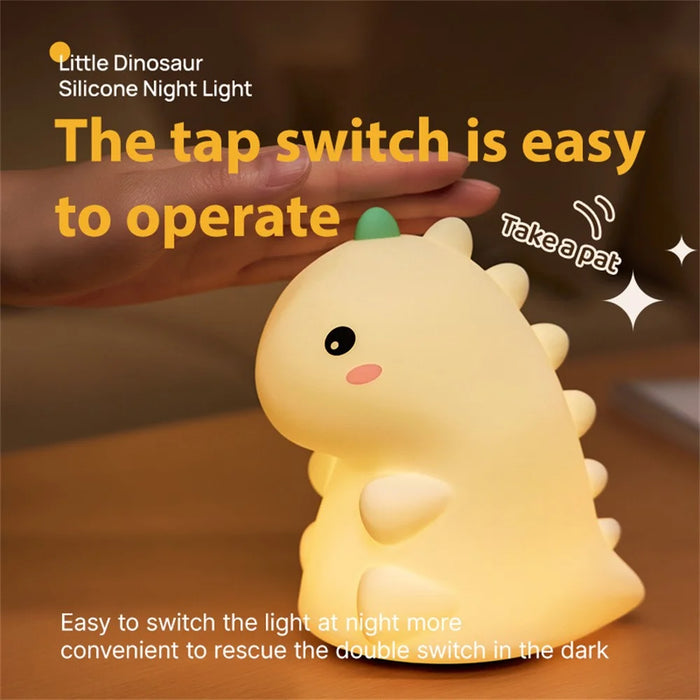 Night Light for Kids Dinosaur Cute Lamp Nursery Silicone Table Decorations - 5