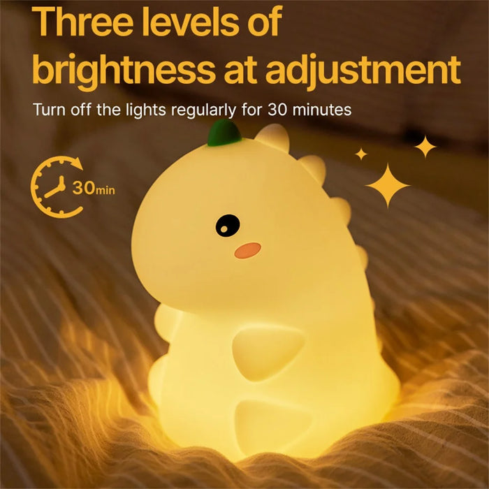 Night Light for Kids Dinosaur Cute Lamp Nursery Silicone Table Decorations - 6