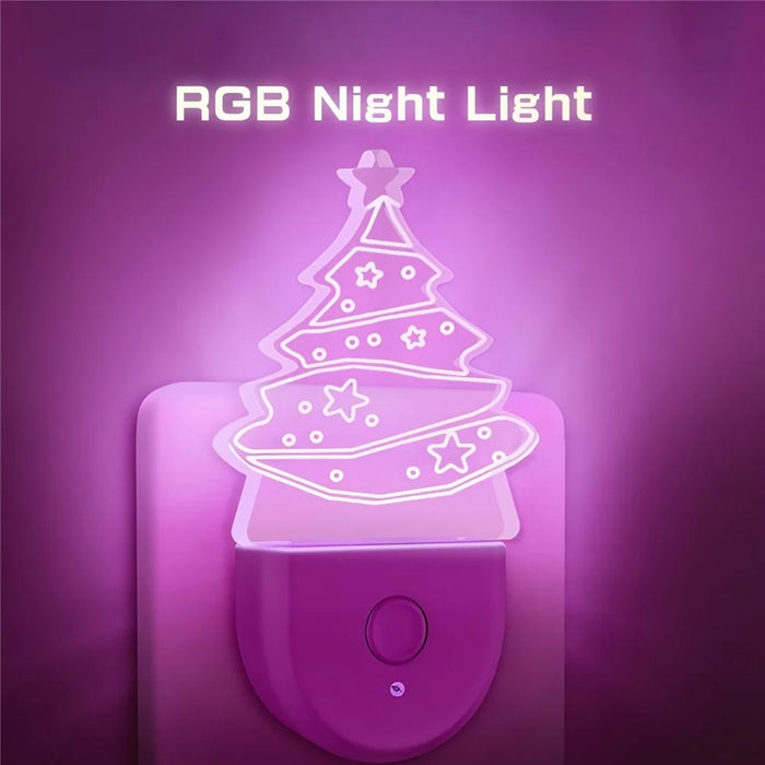 Christmas Tree Shape Plug-In Night Light Acrylic Colorful Bedroom Atmosphere Lamp, EU Plug - 3