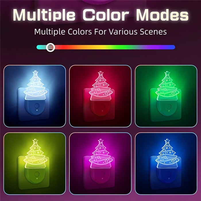 Christmas Tree Shape Plug-In Night Light Acrylic Colorful Bedroom Atmosphere Lamp, EU Plug - 4