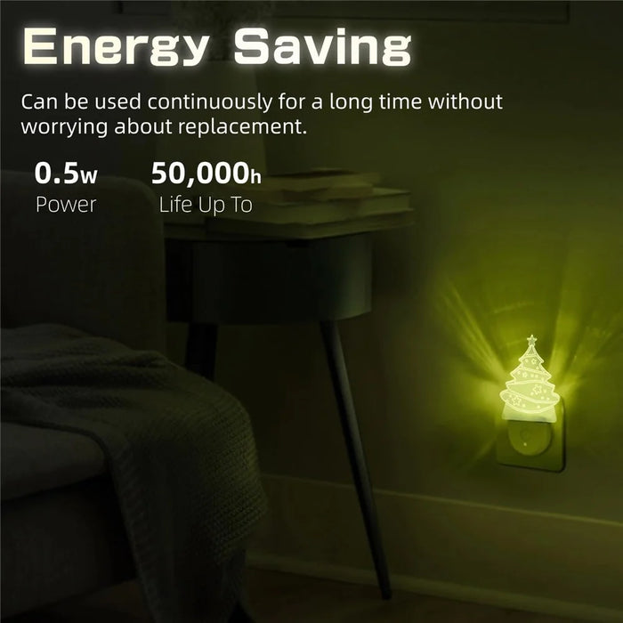Christmas Tree Shape Plug-In Night Light Acrylic Colorful Bedroom Atmosphere Lamp, EU Plug - 6