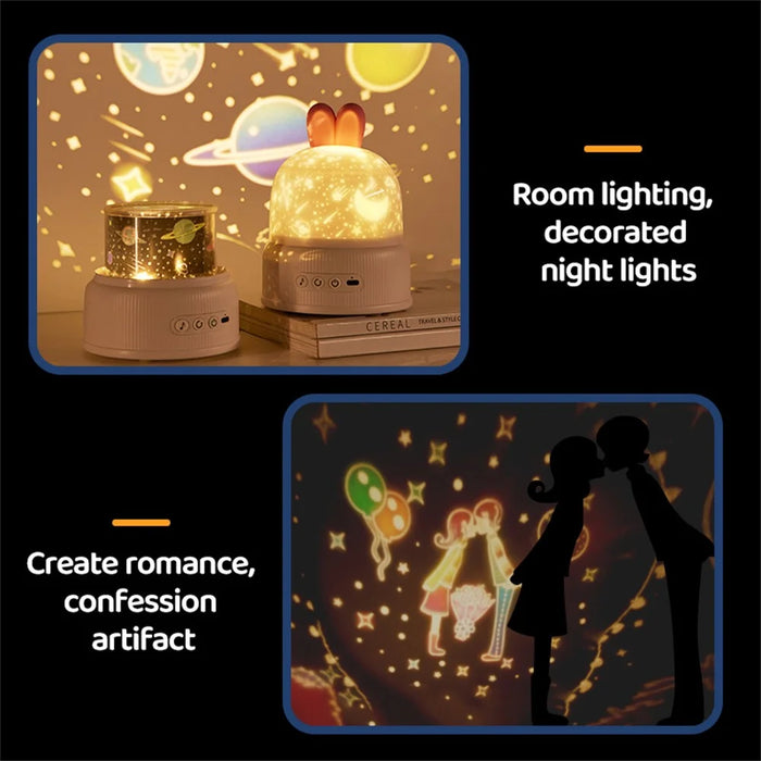 Rabbit Projection Lamp Bedroom Night Light USB Powered (CE RoHS Certified) - Blue - 5