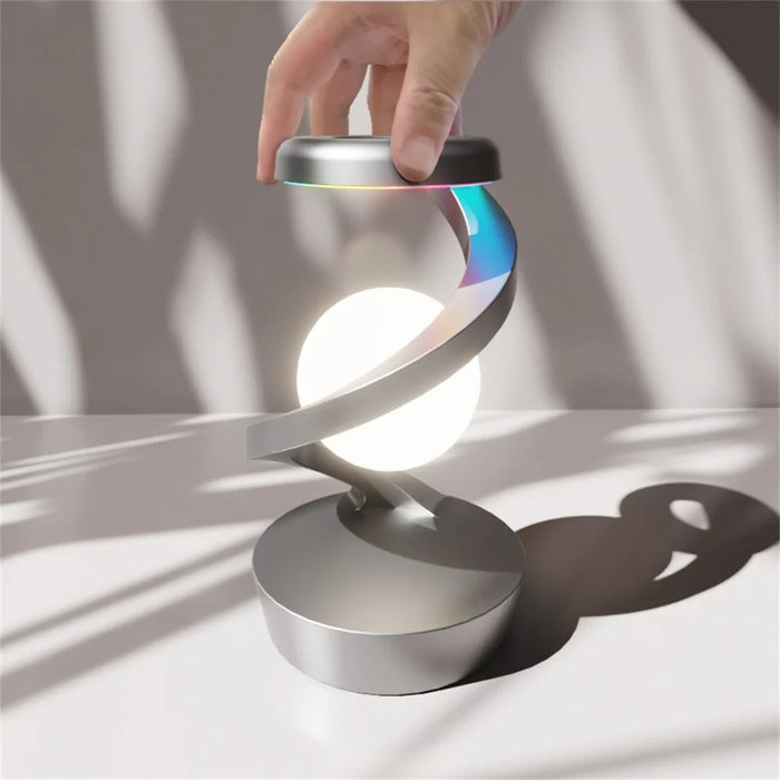 Spiral Levitation Floating Light RGB Night Light with Phone Wireless Charging Pad - White - 5