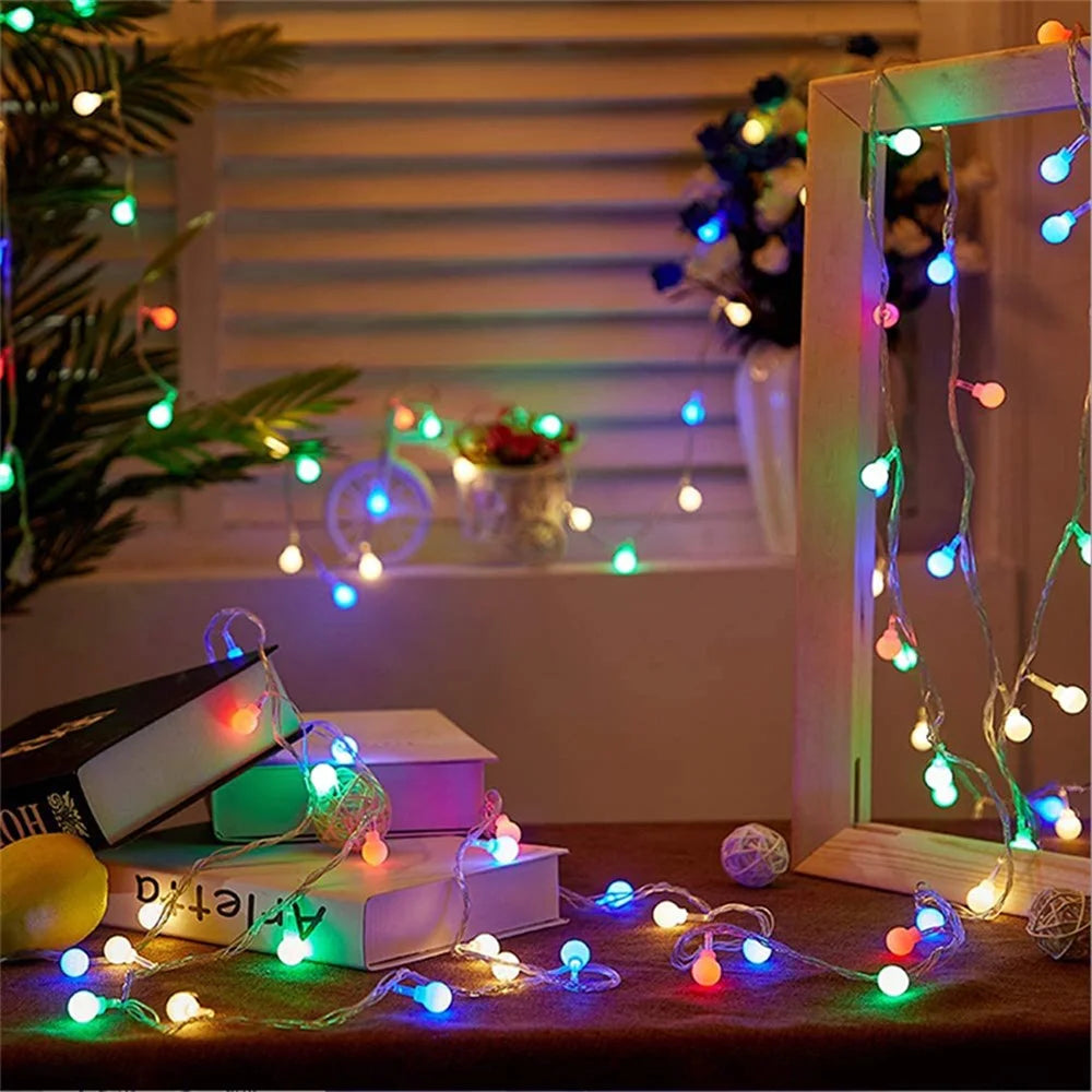 6.5m / 30 Lamps LED String Lights Matte White Ball Wire Lights Solar Power Starry String Lights for Wedding Home Parties - Colorful - 3