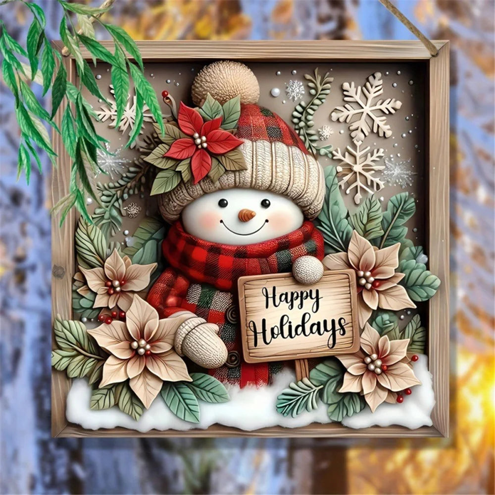 Christmas Wood Hanging Decorations Acrylic Holiday Window Decor Home Party Supplies - 2