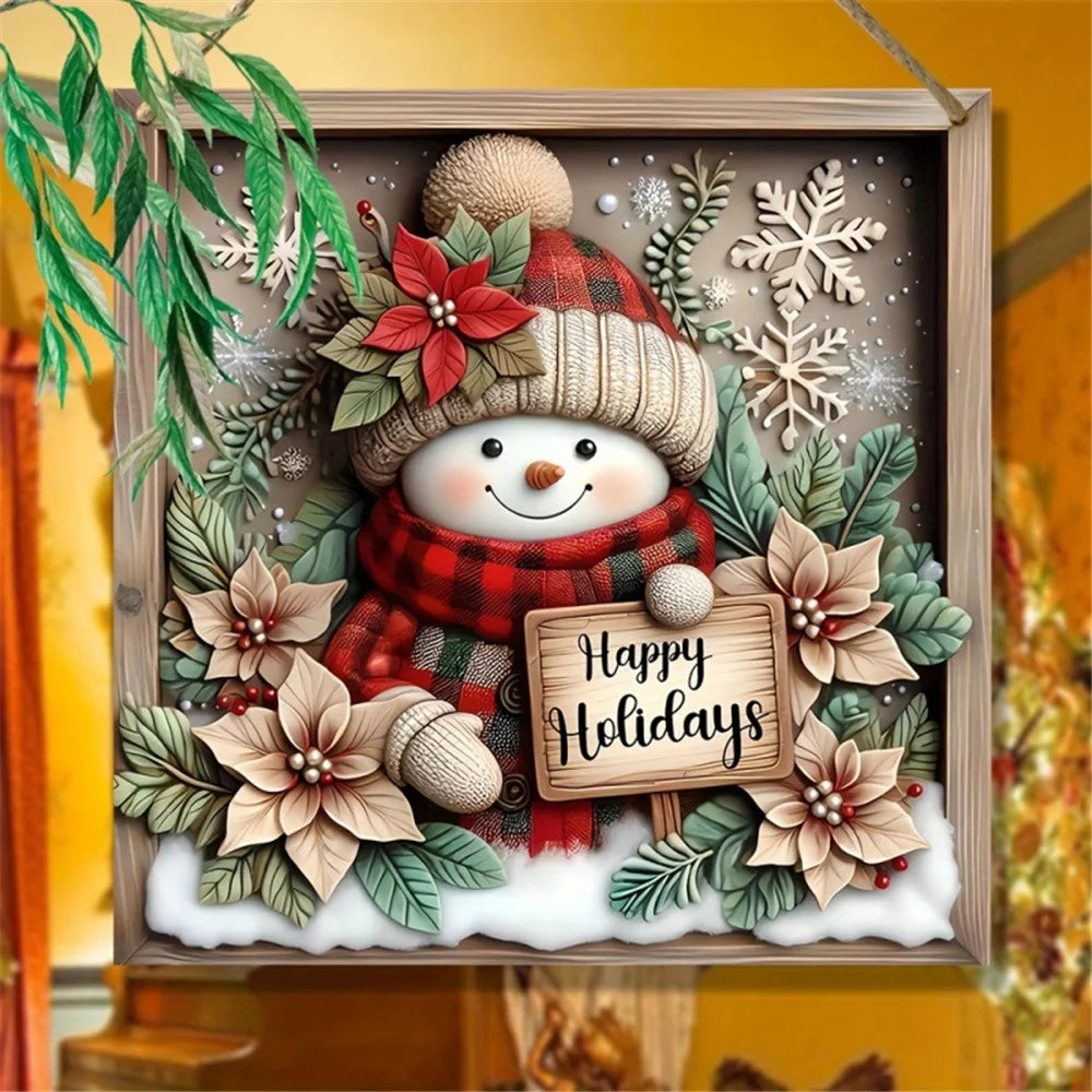 Christmas Wood Hanging Decorations Acrylic Holiday Window Decor Home Party Supplies - 3