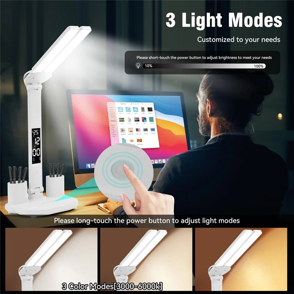Eye Protection Foldable Desk Lamp Home Dormitory Pen Holder Reading Table Lamp, USB Powered - 3