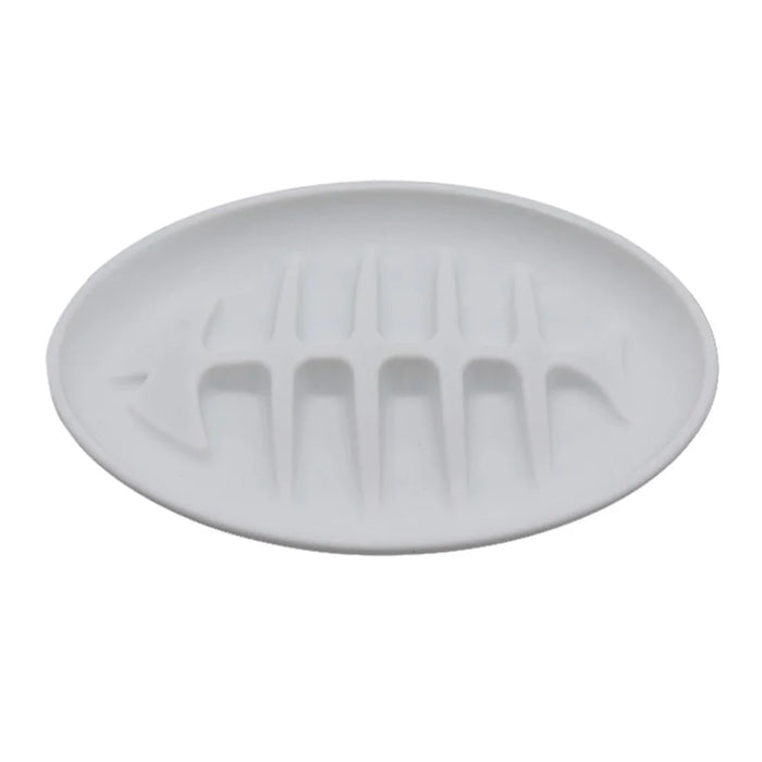 Cat Slow Feeder Bowl Fish Bone Design Preventing Choke Silicone Kitten Feeder Bowl - White - 2