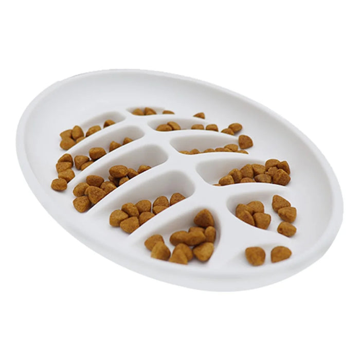 Cat Slow Feeder Bowl Fish Bone Design Preventing Choke Silicone Kitten Feeder Bowl - White - 3