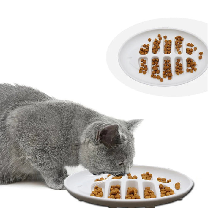 Cat Slow Feeder Bowl Fish Bone Design Preventing Choke Silicone Kitten Feeder Bowl - White - 4