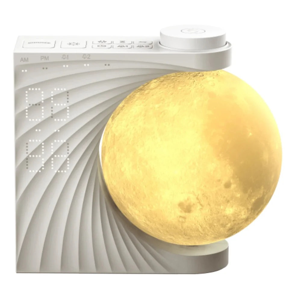 A320 Moon Wake Up Ambient Light White Noise 3 Brightness Dual Alarm Digital Clock - 1