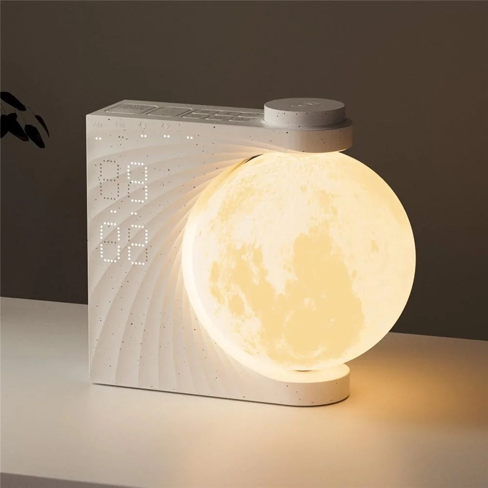 A320 Moon Wake Up Ambient Light White Noise 3 Brightness Dual Alarm Digital Clock - 4