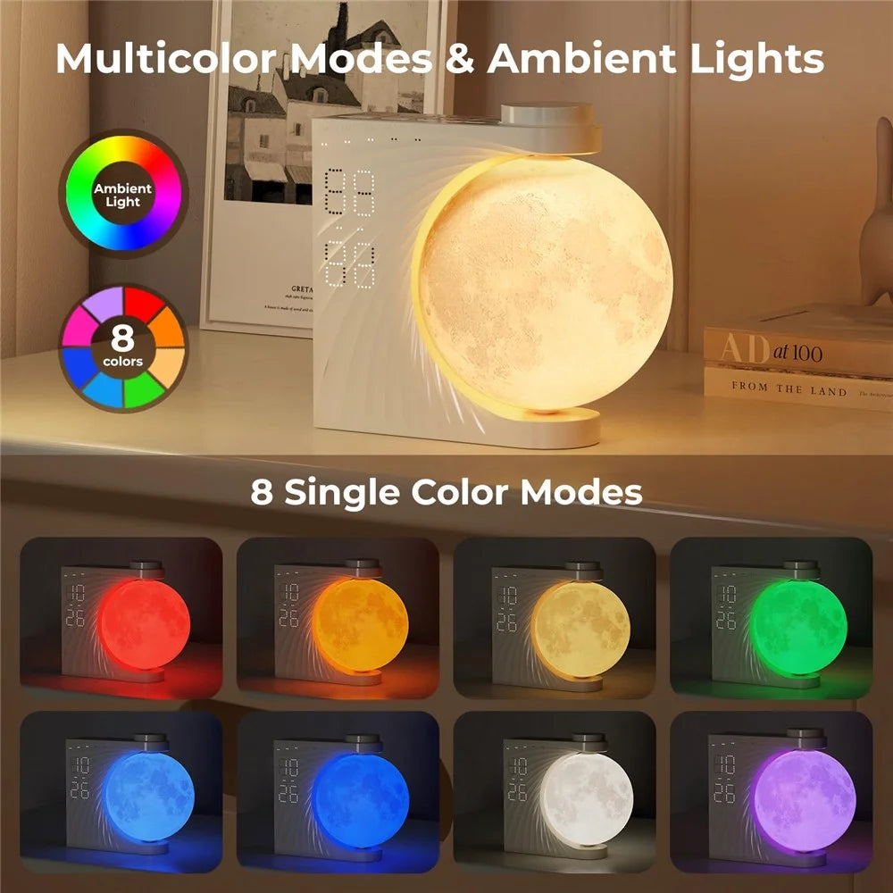 A320 Moon Wake Up Ambient Light White Noise 3 Brightness Dual Alarm Digital Clock - 6
