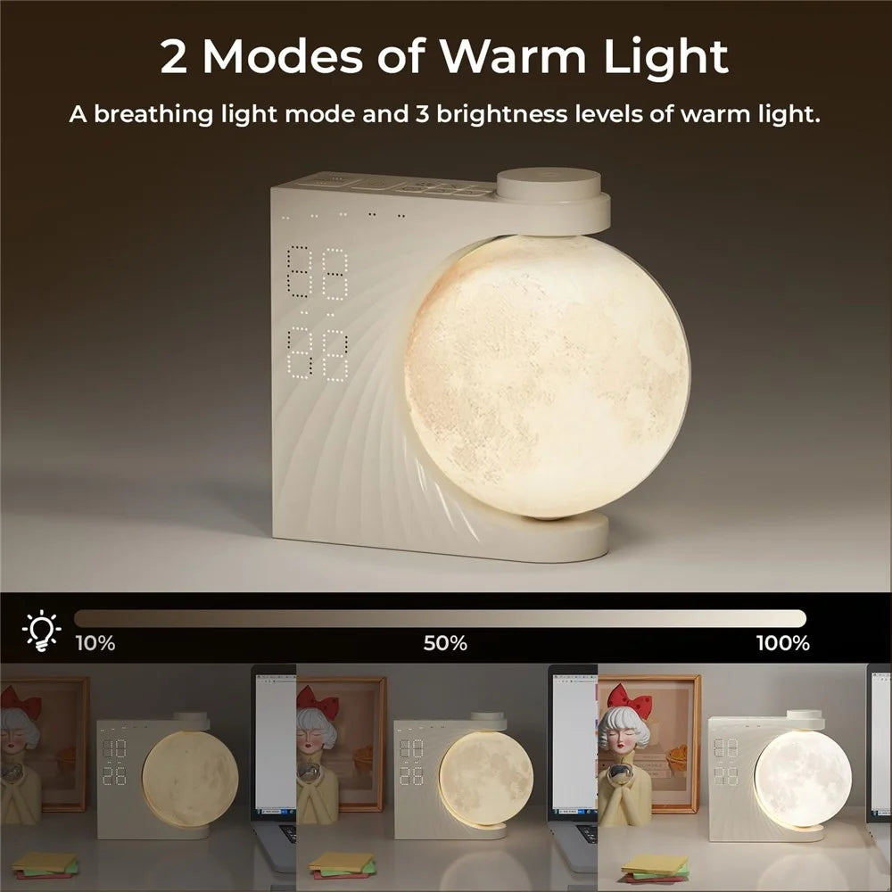 A320 Moon Wake Up Ambient Light White Noise 3 Brightness Dual Alarm Digital Clock - 7