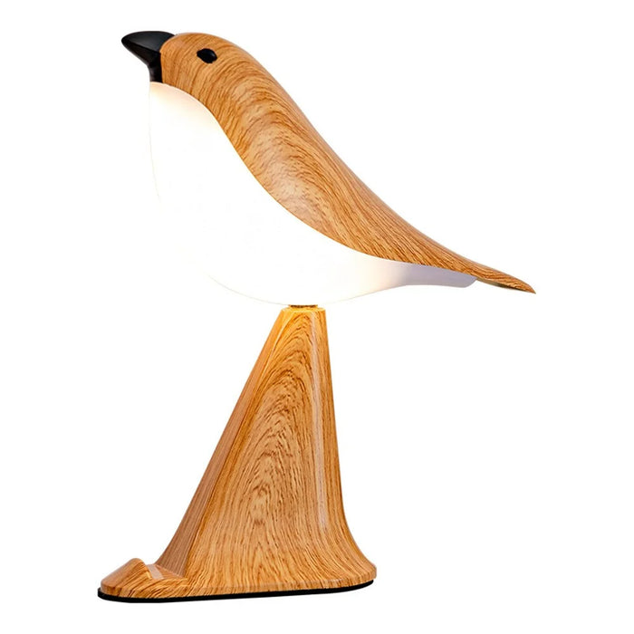 Creative Bird Shape Bedside Lamp Multifunction Aroma Diffuser Phone Holder Ambient Light with Sound - Yellow Wood Grain - 1