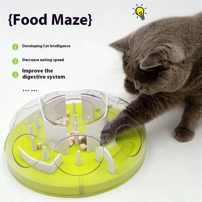 ABS Interactive Cat Feeding Maze Toy Slow Feeder Bowl Pet Gift Anti-Choking Digestion Aid Feeding Bowl - Green - 2