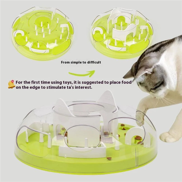 ABS Interactive Cat Feeding Maze Toy Slow Feeder Bowl Pet Gift Anti-Choking Digestion Aid Feeding Bowl - Green - 5
