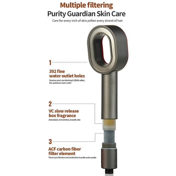 Handheld Massage Plastic Shower Head with Fragrance Cartridge and VC Carbon Fiber Filter - Light Yellow - 2