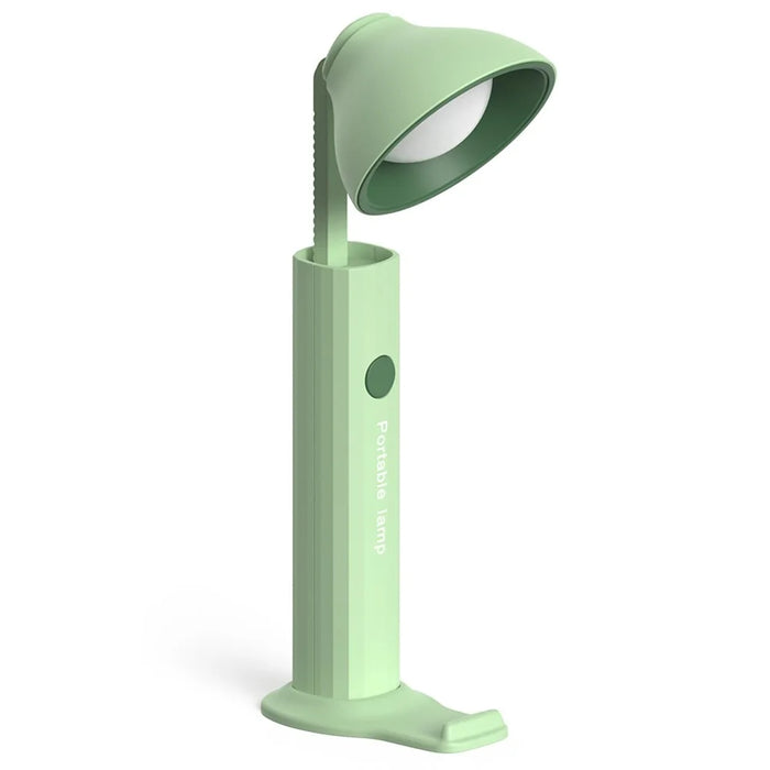 Foldable Desk Lamp Flashlight Shape 3 Brightness Adjustable Magnetic Night Lamp, Round Lamp Cap - Green - 1