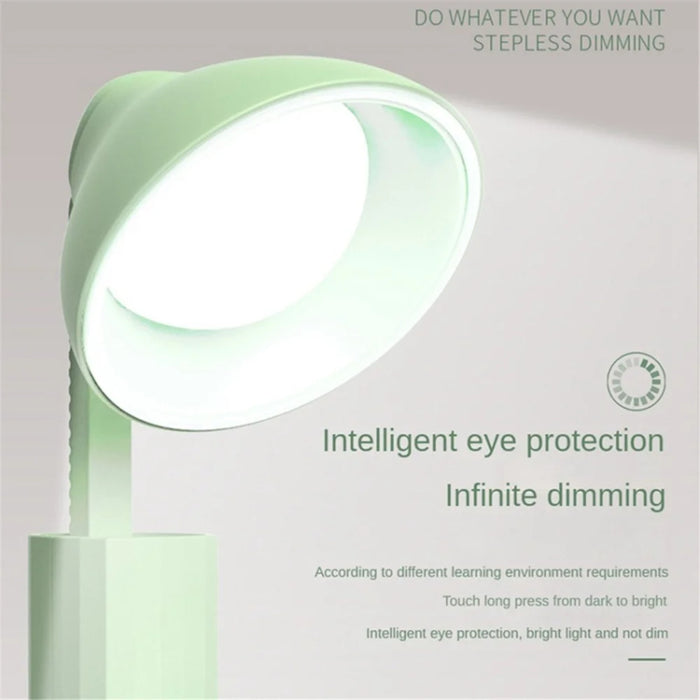 Foldable Desk Lamp Flashlight Shape 3 Brightness Adjustable Magnetic Night Lamp, Round Lamp Cap - Green - 3